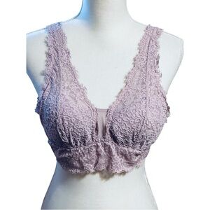 Aerie Eyelash Lace Plunge Bralette Floral Lilac Size M Convertible Casual Comfy